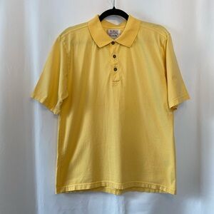 Vintage Men's Yellow 100% Cotton Polo Golf Shirt Tee Small Unisex Retro Sport